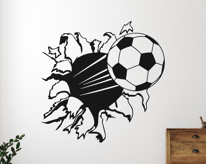 Soccer Ball Wall Decal: Breaking Through Sports Wall Art for Boys Room