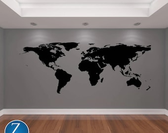 Large World Map Vinyl Decal: Office Wall Art