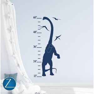 Dinosaur Growth Chart Wall Decal: Vinyl Height Ruler for Kids Room