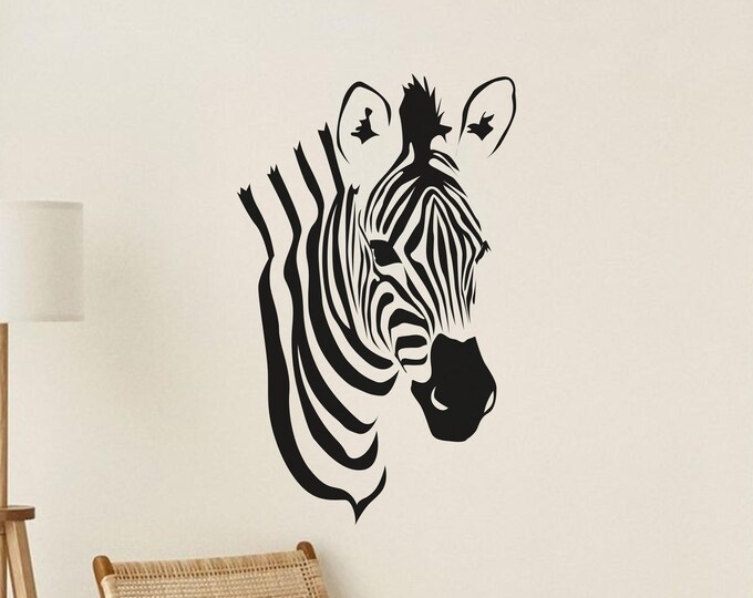 Zebra Wall Decal: Animal Head Silhouette for Safari Room Decor