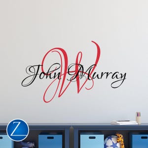 Custom Name Monogram Wall Decal: Nursery Decor Vinyl Letter Sticker