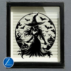 Witch Wall Decal: Halloween Vinyl Silhouette Window or Wall Art