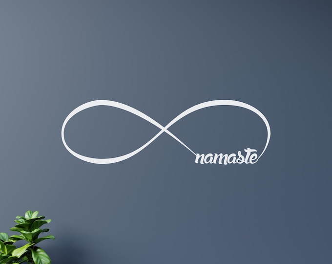 Namaste Wall Decal: White Infinity Vinyl Yoga Studio Decor