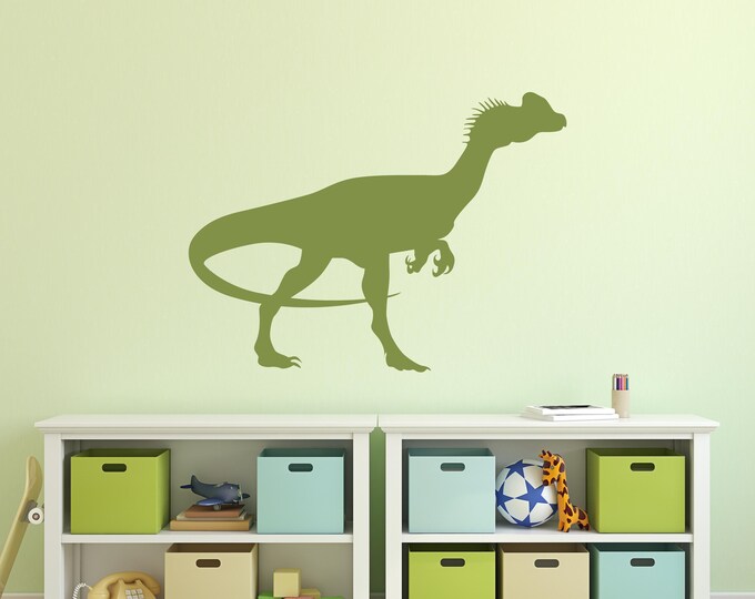 Dinosaur Wall Decal: Green Dino Silhouette for Kids Room Decor