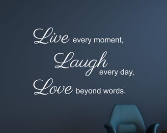 Live Laugh Love Wall Decal: White Vinyl Inspirational Quote