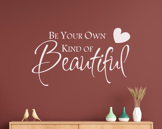 Inspirational Decal, White Vinyl Quote with Heart Accent and Mixed Lettering