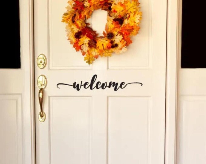 Welcome Door Decal: Script Lettering for Front Door Decor