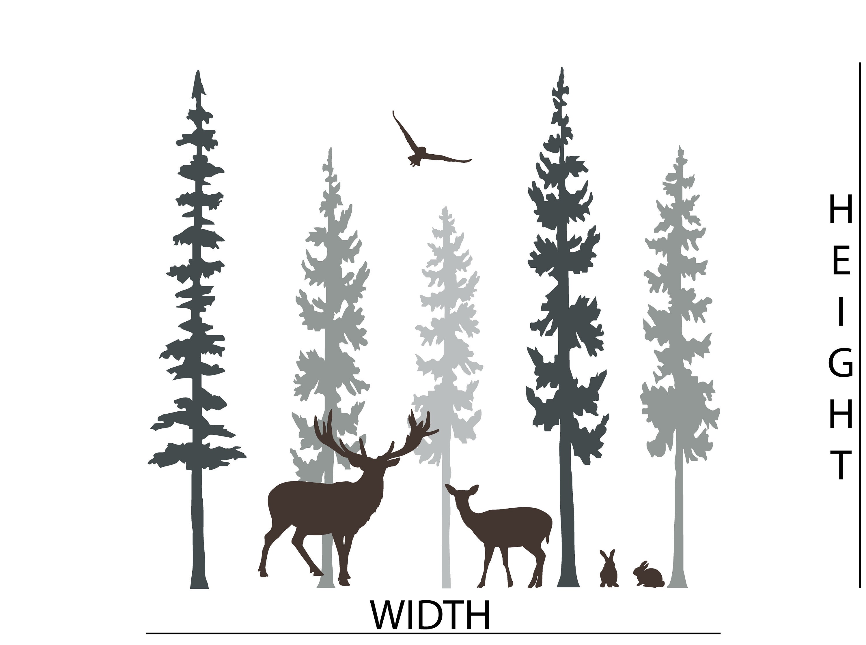 Nursery Tree Deer Wall Decal Wold Wall Art D00685 Etsy