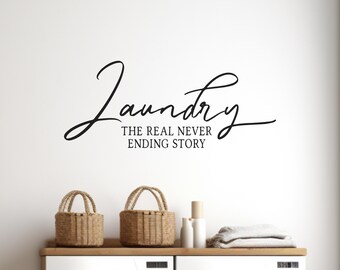 Vinilo decorativo para la lavandería: Vinilo negro con cita para la decoración del cuarto de servicio.
