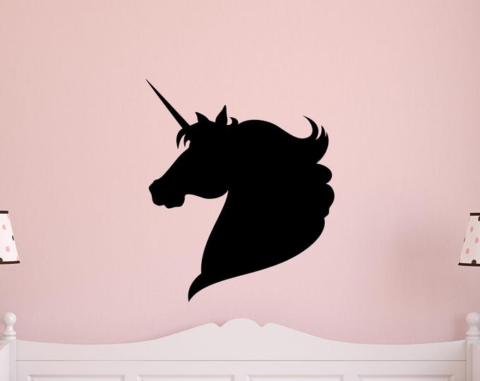 Unicorn Wall Decal: Black Silhouette with Flowing Mane