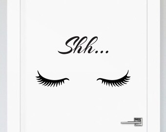 Lash Salon Door Decal: Shh Sign with Closed Lashes – Beauty Room Decor