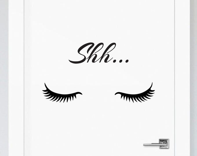 Lash Salon Door Decal: Shh Sign with Closed Lashes – Beauty Room Decor