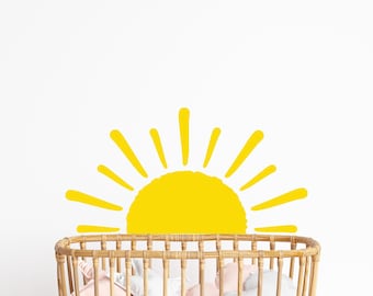 Boho Sun Nursery Wall Decal – Half Sun Rays Decor
