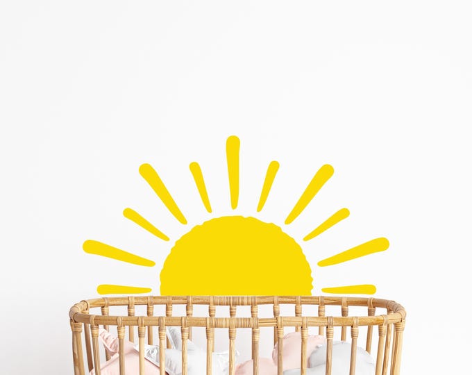 Boho Sun Nursery Wall Decal – Half Sun Rays Decor