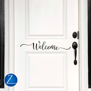 Welcome Vinyl Decal: Elegant Front Door Entryway Sign