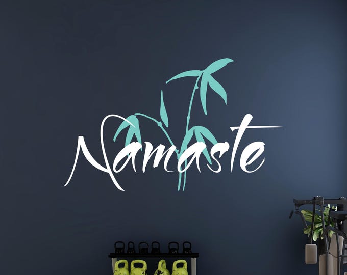 Namaste Wall Decal: Bamboo Accent for Yoga Room Decor