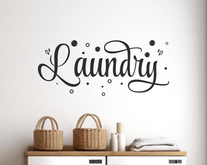 Laundry Wall Decal: Script Lettering with Bubble Accents