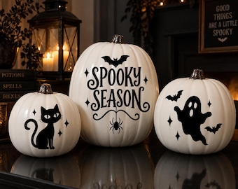 Halloween Pumpkin Decals: Cat, Ghost, Spooky Season (Vinyl)