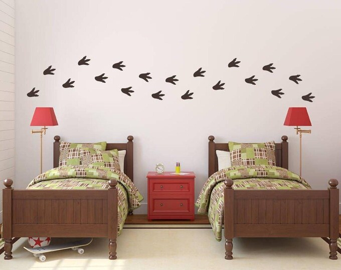 Dino Footprint Decal, Black Removable Vinyl Dinosaur Tracks