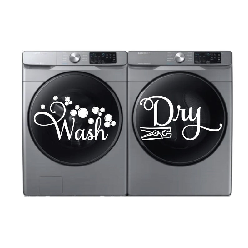 Wash and dry laundry vinyl decal laundry room decor D00388 image 1