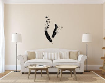 Feather Wall Decal: Birds in Flight Boho Art