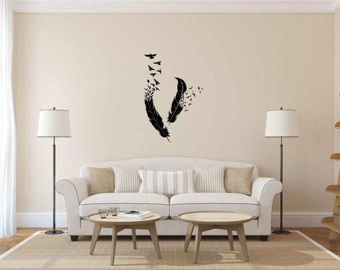 Feather Wall Decal: Birds in Flight Boho Art