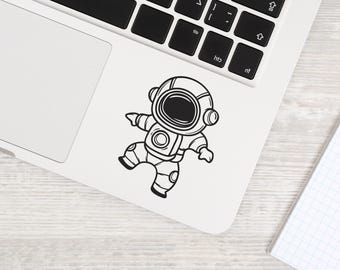 Astronaut Laptop Decal: Black Vinyl Floating Space Explorer Sticker
