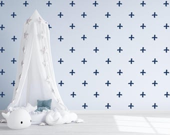 Plus Sign Wall Decals: Geometric Pattern for Nursery Wall Decor