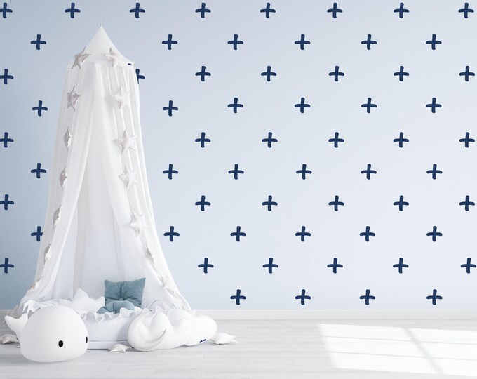 Plus Sign Wall Decals: Geometric Pattern for Nursery Wall Decor
