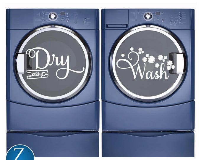 Wash and dry laundry vinyl decal - laundry room decor D00388