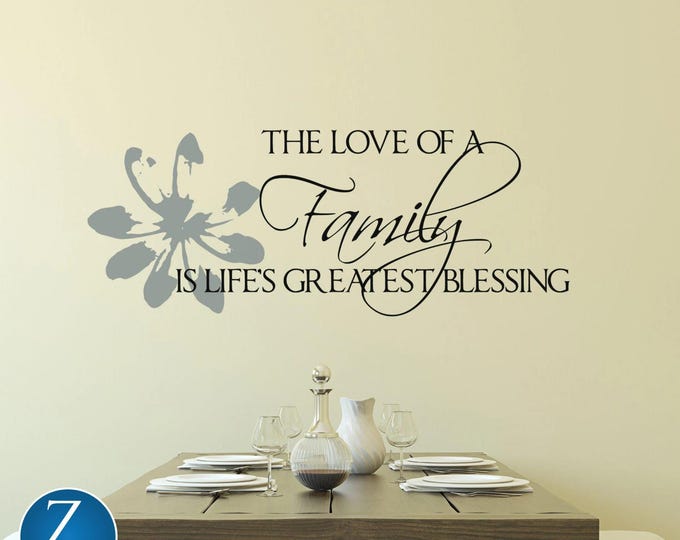 Family Blessing Quote Vinyl Wall Decal: Inspirational Home Decor
