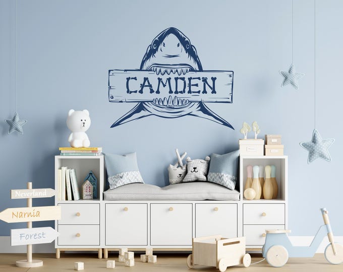 Shark Name Decal Personalized Decal for Boys Room