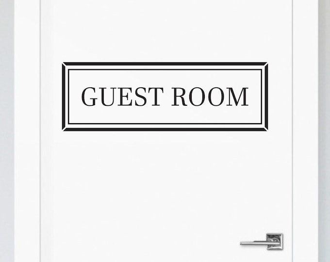 Guest Room Door Decal: Black Framed Serif Room Label