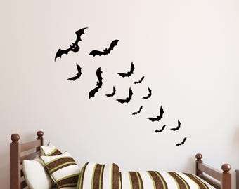 Flying Bat Wall Decals: Spooky Halloween Decor Set