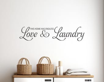 Love and Laundry Wall Decal: Laundry Room Quote with Script Lettering