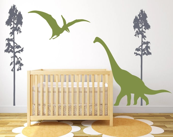 Dinosaur Nursery Wall Decal with Long Neck Scene