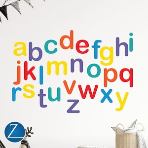 Colorful Alphabet Wall Decal: Lowercase ABC Vinyl Stickers, Nursery Decor