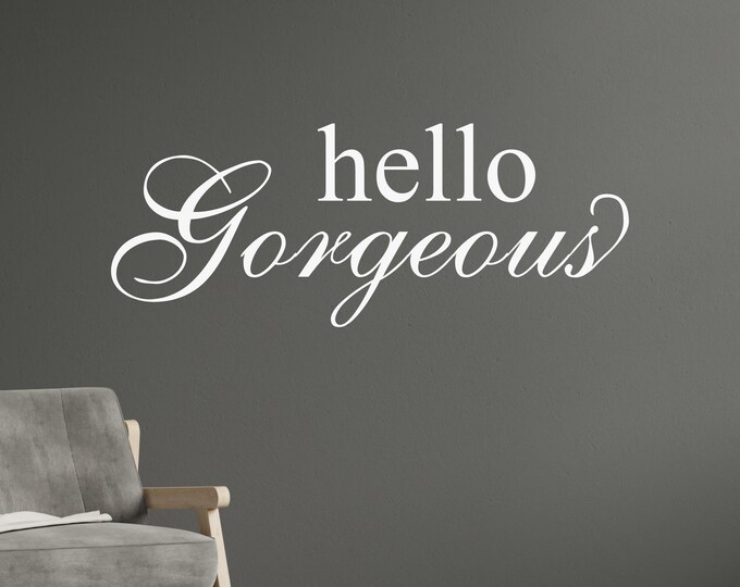 Hello Wall Decal – Feminine Script Bathroom Decor