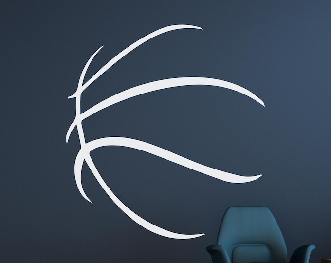 Large Basketball Wall Decal: Basketball Line Design for Sports Room Decor