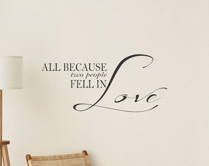 Love Quote Decal, Black Matte Vinyl Wall Sticker with Script Lettering