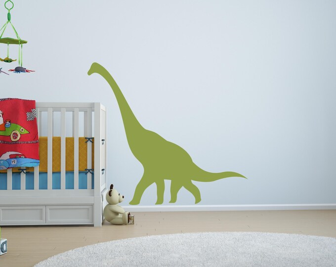Brontosaurus Wall Decal: Green Dinosaur Vinyl Nursery Decor