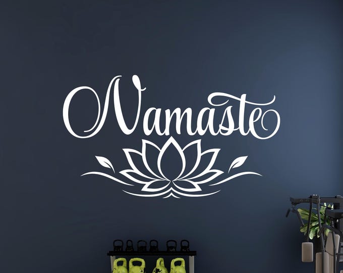 Namaste Wall Decal: Lotus Flower Accent for Yoga Room Decor