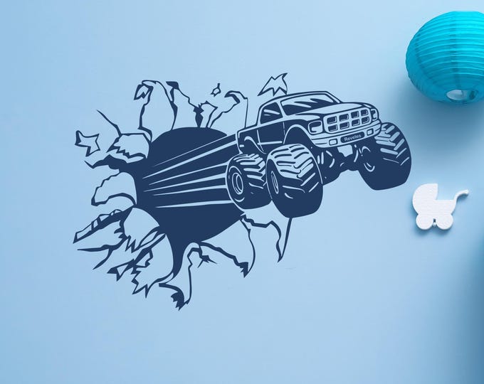 Personalized Monster Truck Decal – Custom Name Boys Room Wall Decal
