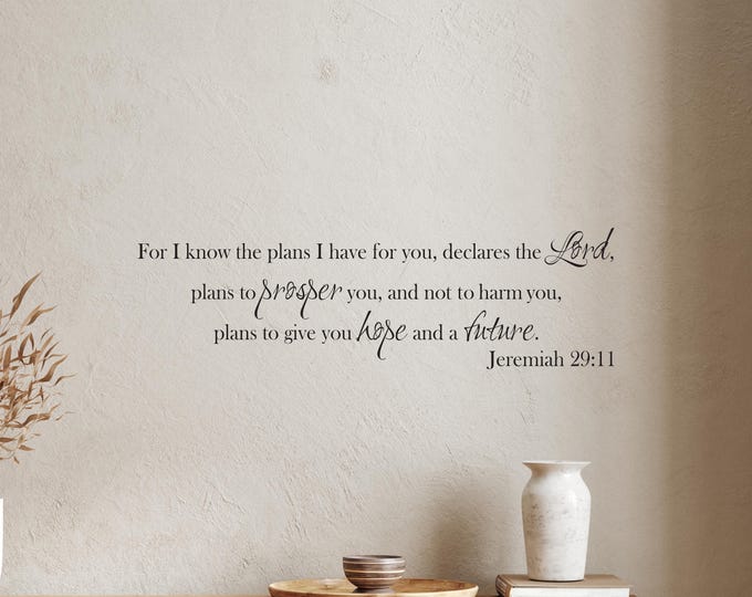Jeremiah 29:11 Wall Decal - Hope and Future Scripture Quote