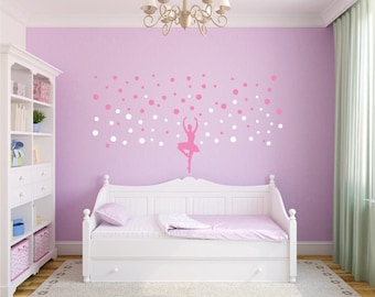 Ballerina Wall Decal with Polka Dots – Girls Room Dance Decor