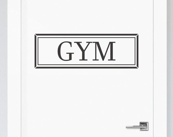 Gym Door Decal: Black Vinyl Sign with Border Frame
