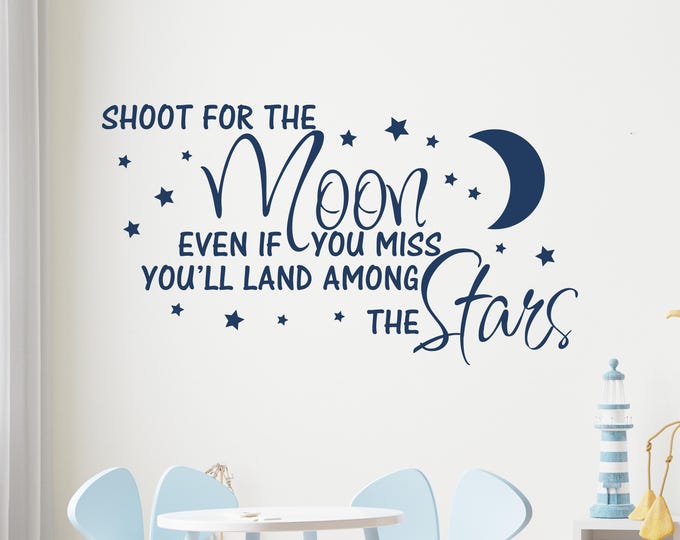 Moon Wall Decal Nursery Quote with Moon and Stars