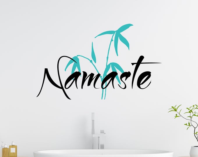 Namaste Wall Decal: Bamboo Accent for Bathroom Decor