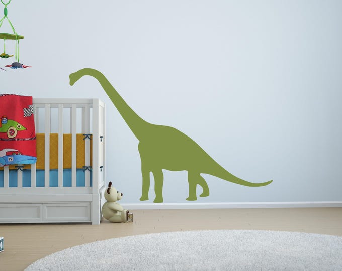 Brachiosaurus Wall Decal: Green Long-Neck Dinosaur Silhouette
