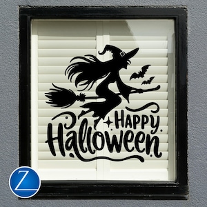 Happy Halloween Window Decal – Witchy Decor, Vinyl Stickers, Peel and Stick, Halloween Party Decoration